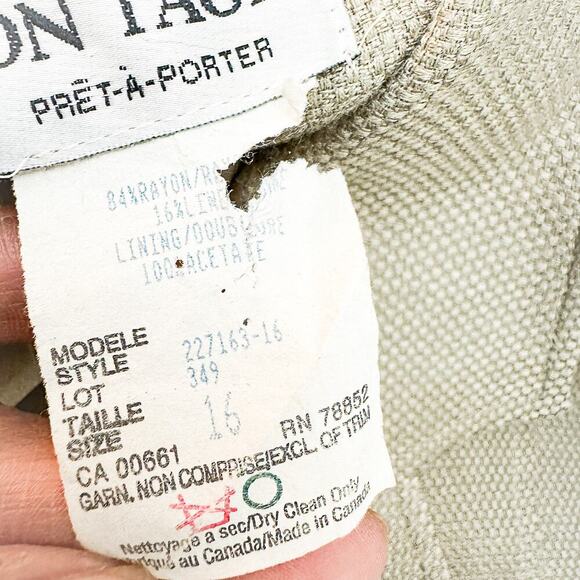 John Tagia Linen Blend Woven Button Down Blazer Shoulder Pads Size 16 - Picture 5 of 6